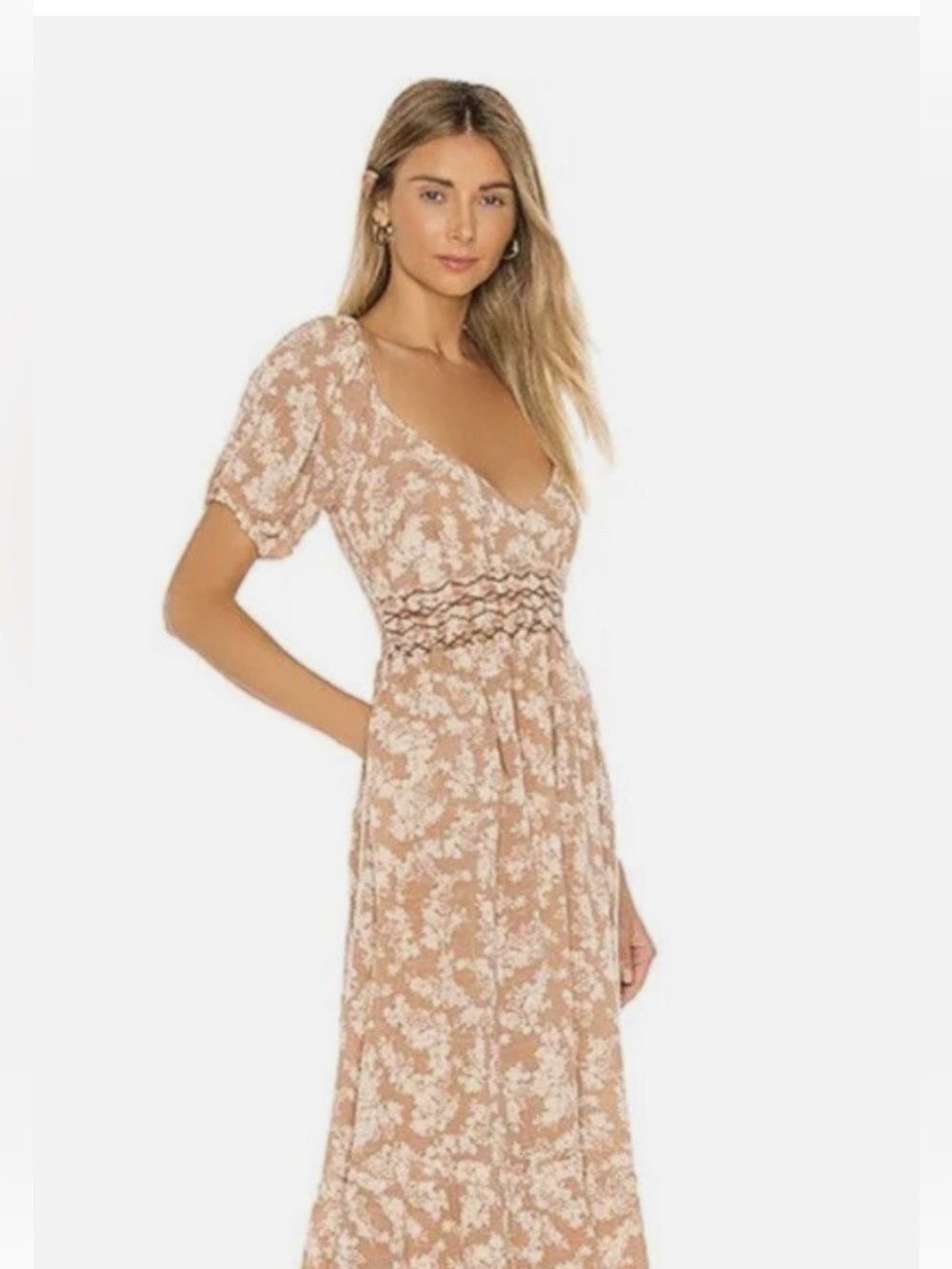 Free People ($218) Ellie Print with Florals and Short Sleeve Maxi Dress